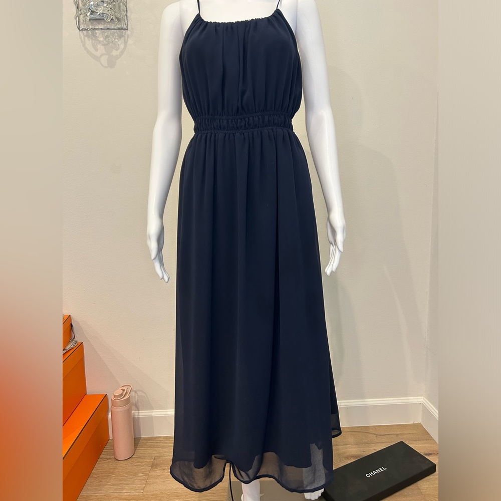 Banana Republic Chiffon Navy Blue Maxi Dress Size XS